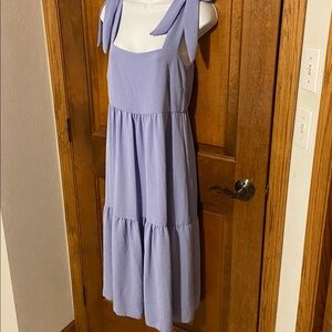 See You Monday Los Angeles Crepe Tiered Dress Periwinkle Garden BOHO Size L